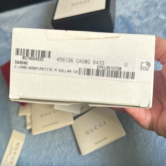 GUCCI Pebbled Calfskin GG Marmont Card Case Hibiscus Red - Picture 12 of 12